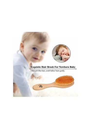 Flybuy Ve Tarağı Saç Mufunye İçin Hassas Fırçası Fiber Bej-turuncu Bebek Ahşap - Zp