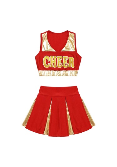 Mavi Çocuk Kız Amigo Dans Elbise Set Kolsuz Mektup Baskı Kırpma Üst Etek Tezahürat Üniforma Mavi