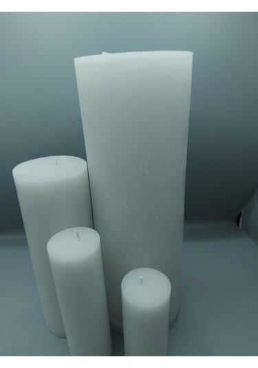 11 Gün Yanma Süreli Çap:10 Cm Boy:30 Silindir Mum Cm Soya Parafinli Beyaz, Dekoratif Mum Beyaz