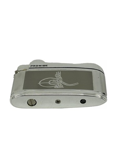 Osmanlı Tuğralı Gazlı Çakmak Gümüş Renk