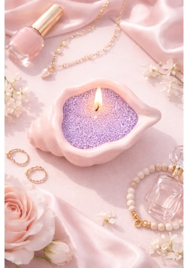 Oyster Candle- El Yapımı Mum Mor