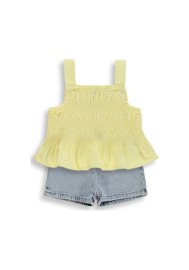 Civil Baby Denim Şortlu Askılı 6-18 Ay Takım - Sarı