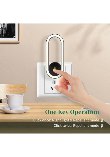 Suofeng Beyaz Amerika Standardı Ultrasonik Sinek Kovucu Led Gece Lambası Ev Kullanıma Otomatik Aydınlanma 2 Modlu 30-60 M² Beyaz