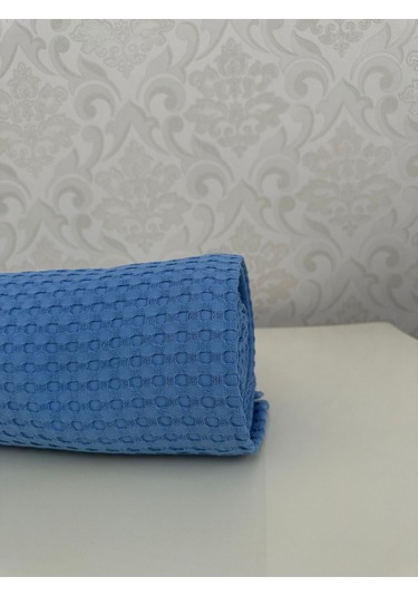 Premium %100 Pamuk Çift Kişilik Yazlık Pike, Yatak Örtüsü,terletmez Kumaş Mavi Renk 240x200cm Mavi