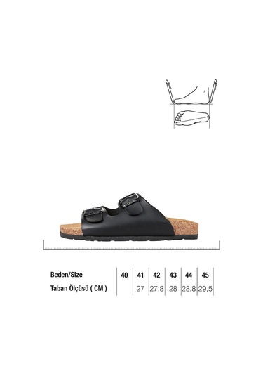 Paleng Mantar Taban Şiltesi Deri Erkek Terlik (554949410) Siyah