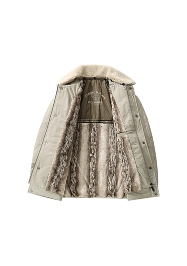 Yakalı Kalın Sıcak Erkek Ceket Siyah