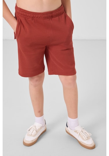 Tommylife Kiremit Pamuklu Yumuşak Dokulu Standart Fit Basic Erkek Çocuk Şort - 11293 Kiremit