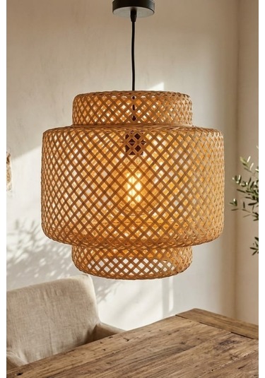 Mylamp Sitrus Doğal Bambu Avize 30x30 Cm Krem