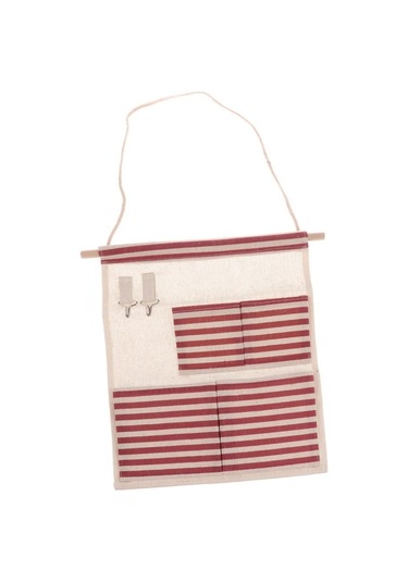 Suntek Pamuk Keten Kapı Duvar Asılı Saklama Çantası Ev Düzenleyici 4 Cepli Kırmızı Çok Renkli