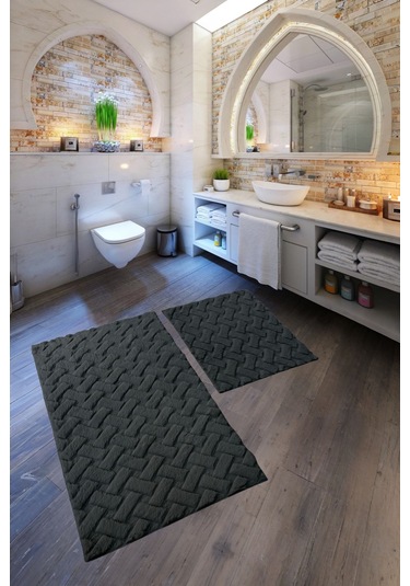 Desenli Tavşan Tüyü Yumuşak 2 Li Banyo Paspası Kaymaz Tabanlı Klozet Takımı Antrasit Antrasit Desenli Tavşan Tüyü Yumuşak 2 Li Banyo Paspası Kaymaz Tabanlı Klozet Takımı Antrasit Antrasit