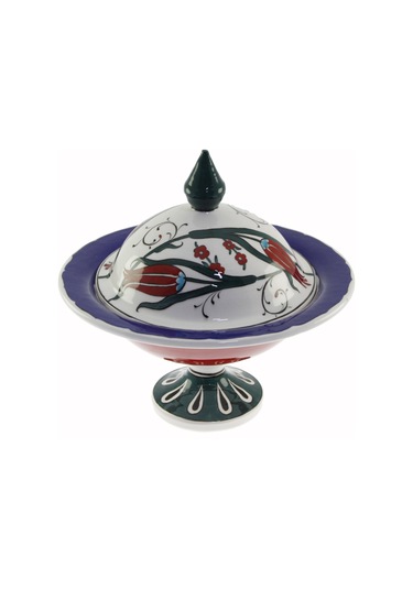 Otantik Çini İznik Lale Bahçesi Dekorlu Şekerlik 21x30 CM