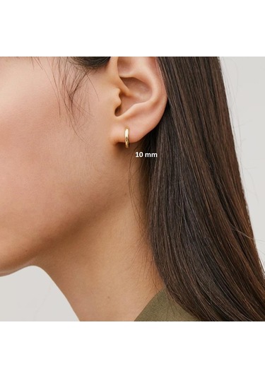 10 Mm Cerrahi Çelik Gold Halka Küpe Sarı