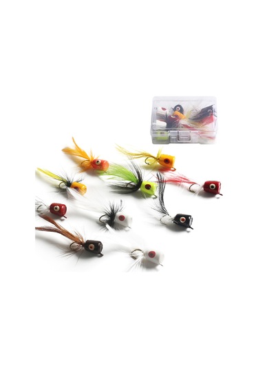 Neevoyu "10'lu Yüzey Yem Seti - Sunfish, Alabalık Ve Bass İçin No.8 Kancalı Popper Fly"