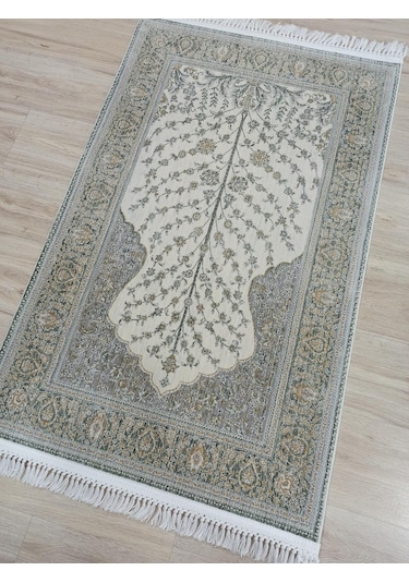 100 Tarak İpeksi Seccade Krem Dark Green Krem Yeşil
