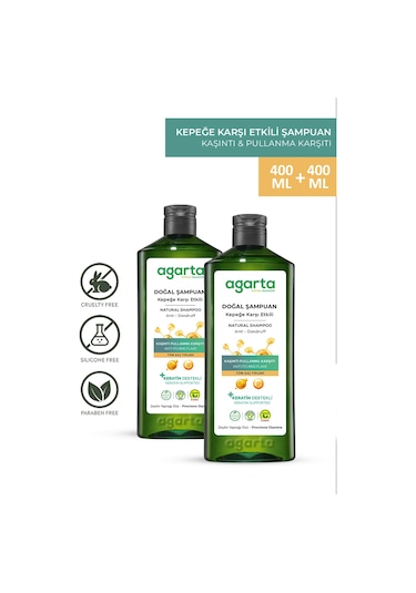 Agarta Doğal Kepeğe Karşı Etkili Şampuan 2 x 400 ML