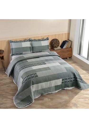 Çift Kişilik Kapitone Yatak Örtüsü Haki