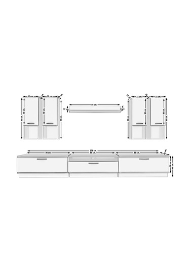 Decoraktiv Trendstyle 8da Mdf Tv Ünitesi Tv Sehpası Beyaz - Siyah Mermer