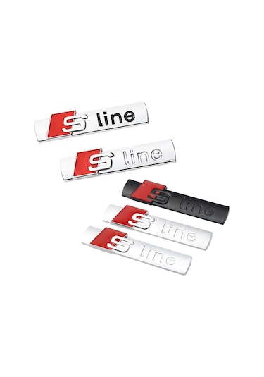 Mat Gümüş 7,3cm-s Line Logo Çıkartması Metal Alaşım Araba Rozeti Sline Amblem Yarış Audi A3 A4 A5 A6 S7 A8 S3 S4 S5