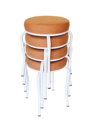 Tabure (Beyaz Ayaklı) (4 Adet) - Mutfak Balkon Taburesi