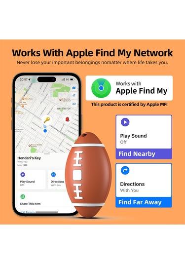 Vkemall Apple Find My Uygulaması İle Çalışan F06 Bluetooth Takip Cihazı - Kayıp Uyarısı, Uzaktan Konum - Siyah Rugby Modeli - 1 Adet Siyah