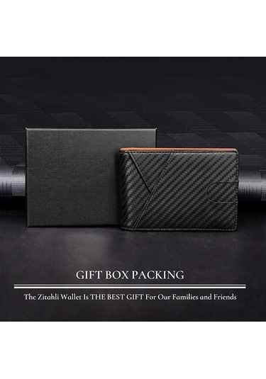 Jeemson Mavi Rfıd Koruma Krom Para Klipsi, İş Çıktısı Karbon Fiber Kart Çantası, Zeki Tasarım,  Kutulu Mavi