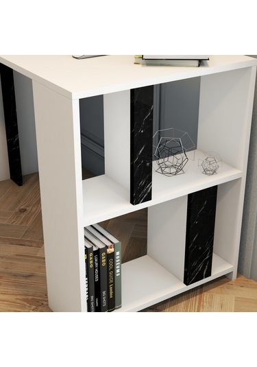 Variant Lima Çalışma Masası Ve Kitaplık Takımı - Beyaz / Siyah Me Beyaz