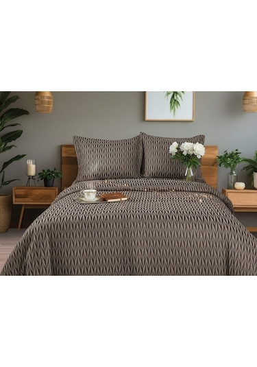 Lukes Geometrik 4 Parça Bej Pike Takımı 240 X 260 Cm Bej