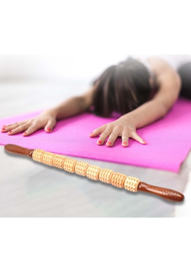 Homyl Göbek Bel Uyluk Için Ahşap Masaj Rulo Çubukları Vücut Sarı