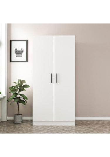 Minar Kale 2 Kapaklı Zincir Dolap - Gardrop - Beyaz 210cm