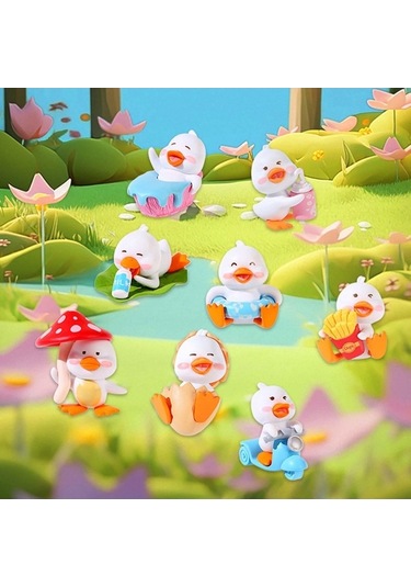 Pazly Suntek Şirin Ördek Mini Küçük Heykel Figürleri Beyaz 8x Hc