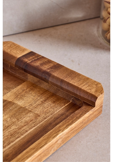 Akasya Sunumluk Kulplu 35x14,5 Cm Kahverengı Kahverengi