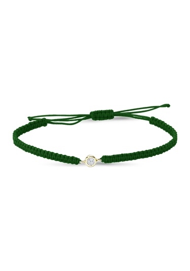 Altın Sepeti Pırlantalı Yeşil İpli Altın Bileklik AS3PBLR6