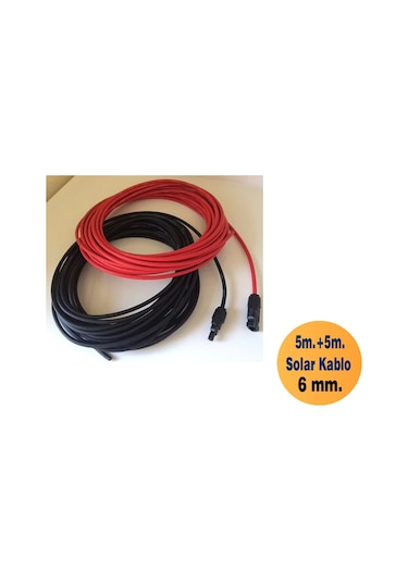 Mc4 Soketli. 5+5 Toplam 10 Metre 6 Mm Solar Panel Kablosu