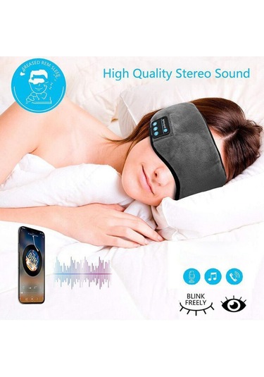 Hangfox Gri Kumaş-palşli Akıllı Uyku Maskesi, Bluetooth 5.0 İle Kablosuz Müzik Dinleme, 8 Saat Çalma Süresi, 2 Saat Şarj