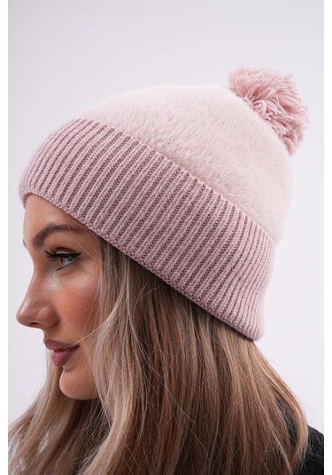 Peluş Ponponlu Bere Pudra