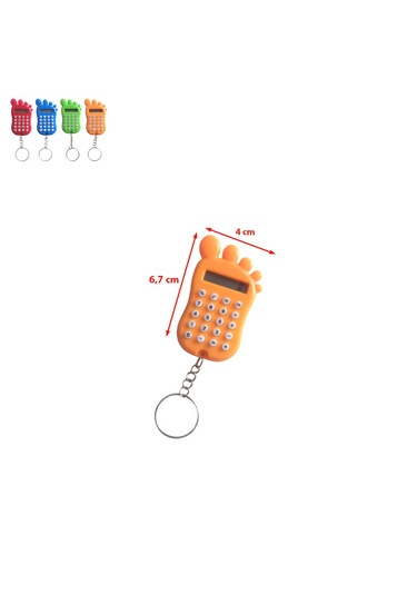Turuncu Ayak Şekilli Mini 8 Haneli Hesap Makinesi Anahtarlık 1 Adet Ebat: 6,7 Cm X 4 Cm Turuncu