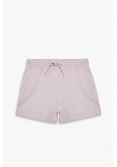 Soft&Basic Kadın Rahat Kalıp Cepli Beli Lastikli Kısa Paça Mavi Şort Pembe