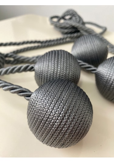 Modern Sarım 4 Toplu Braçol Kornişe Takmatik Ipli Tavan Perde Aksesuarı Antrasit