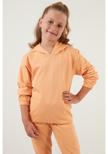 Lela Kapüşonlu Cepli % 100 Pamuk Çocuk Unisex Çocuk Takım 5922021 Turuncu