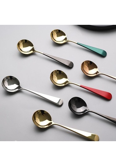 5 Renk Yüksek Kalite 1 Adet Zarif Kahve Kaşıkları Paslanmaz Çelik Tatlı Kaşıkları Mutfak Eşyaları Fash Kırmızı