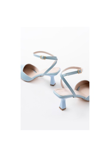 St-004 Bebe Mavi Rugan Günlük 7 Cm Topuklu Bayan Ayakkabı