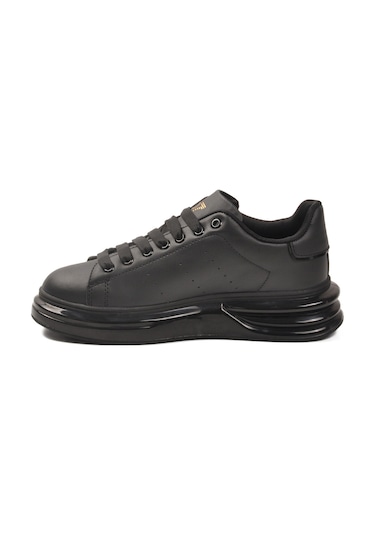 Walkway Siyah Bağcıklı Cilt Hafifi Unisex Sneaker 628 G Siyah