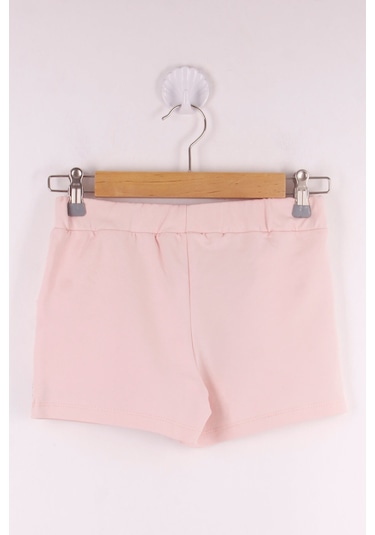 Toontoy Kız Çocuk Serfie Şeritli Cepli Şort Pudra