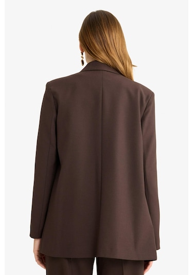 Defacto Oversize Geniş Kalıp Ceket Yaka Blazer Ceket E7732ax25aubn340 Kahve