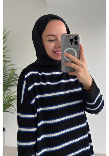 Lady Triko Tunik - Siyah/saks Siyah