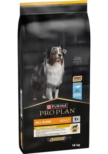 Purina Pro Plan All Size Beyaz Balıklı Kısırlaştırılmış Light Yetişkin Köpek Maması 14 KG