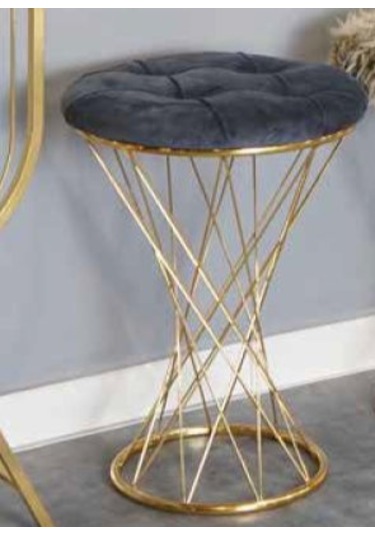 Mim Gold - Siyah Örgülü Yuvarlak Puf Siyah - Gold