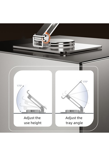 Mt131 Masaüstü Tutucu Soğutma Alüminyum Alaşımlı 360 Dönebilen Katlanabilir Stand Gümüş