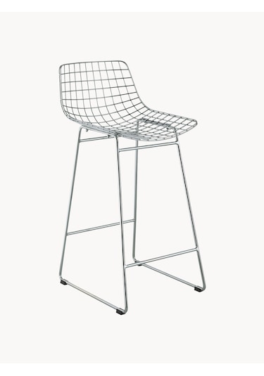 Westwing Wire Metal Tezgah Taburesi Siyah, Endüstriyel Tasarım Sandalye Gümüş