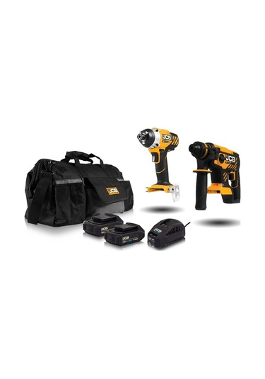 Jcb 18BLRH Kömürsüz Kırıcı-Delici + 18ID Darbeli Vidalama + 18 V 6.0 Ah Çift Akülü Set